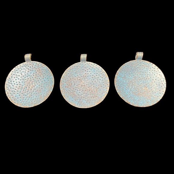 Set of 3 Turquoise Brass Medallions - Picture 3 of 5